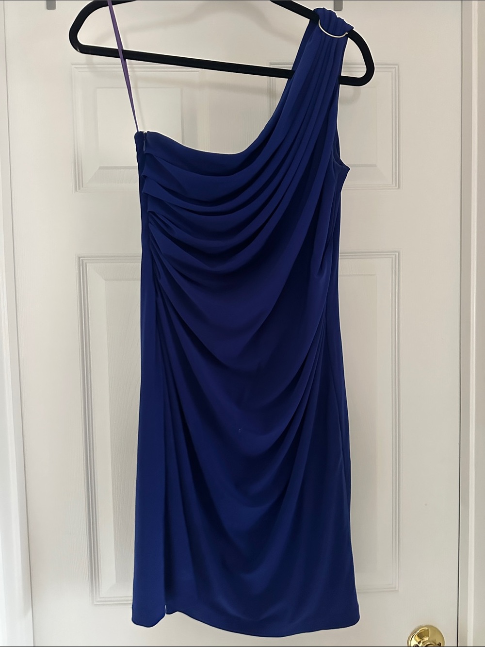 One-Shoulder Evan Picone Royal Blue Draped Cocktail Dress
